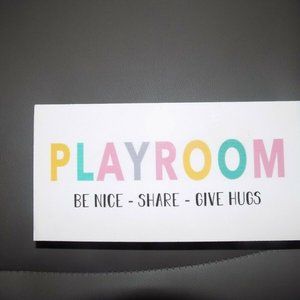 Moon & Stars Wooden Plaque PLAYROOM Be Nice Share Give Hugs NEW 8" x 4"